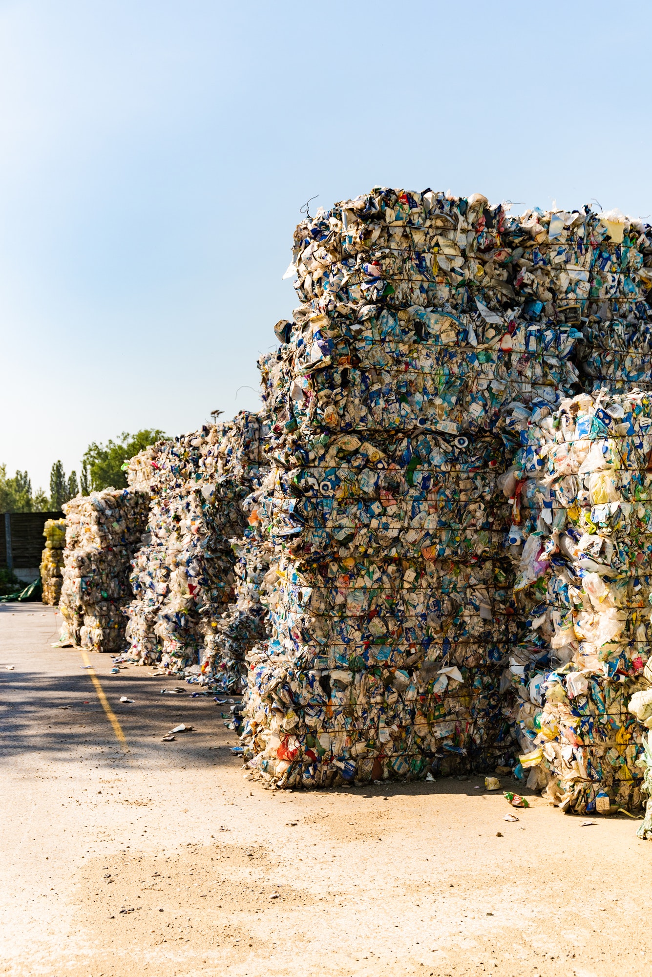 Plastic sorted and other waste sorted ready for waste treatment.